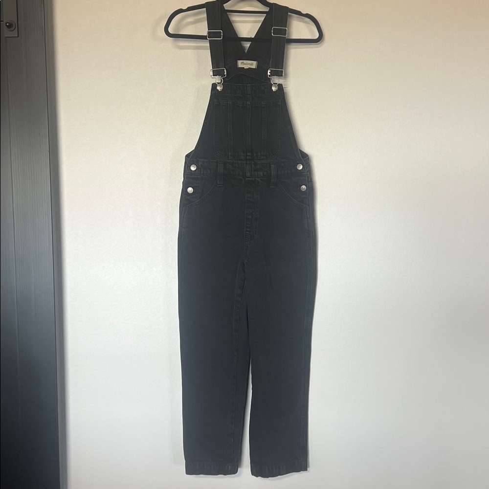 Madewell Cropped Black Denim Overalls